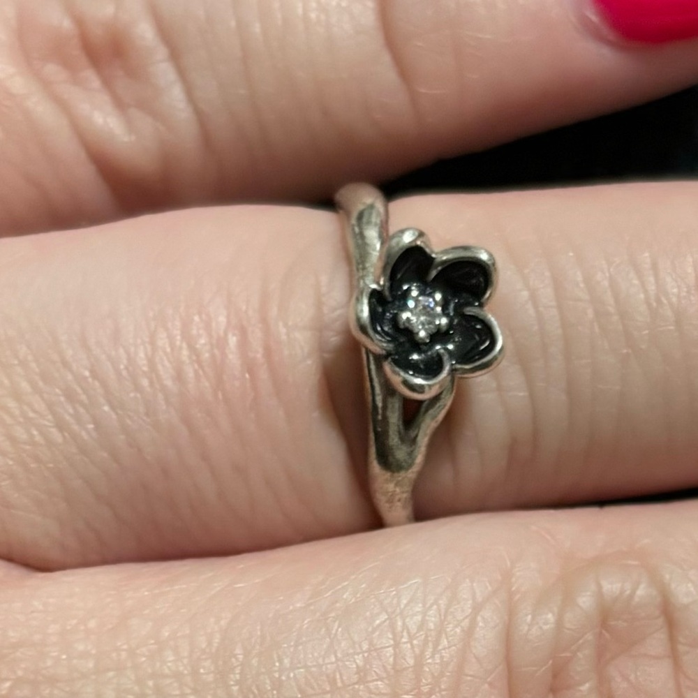 Pandora Mystic Floral Silver CZ Flower Ring